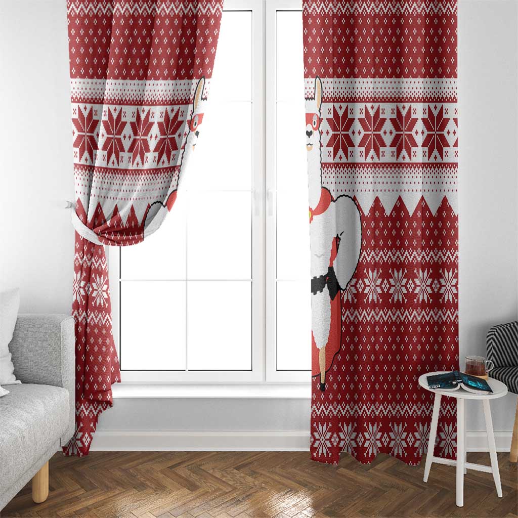 Llama Superhero Christmas Window Curtain Xmas Holiday Patterns - Wonder Print Shop