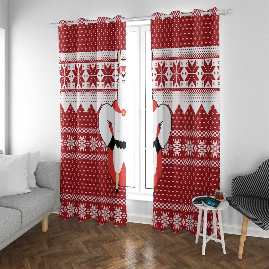 Llama Superhero Christmas Window Curtain Xmas Holiday Patterns - Wonder Print Shop