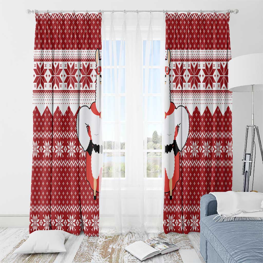 Llama Superhero Christmas Window Curtain Xmas Holiday Patterns - Wonder Print Shop