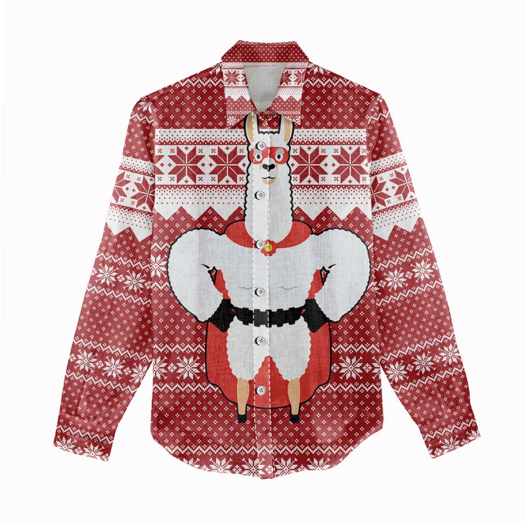 Llama Superhero Christmas Women Casual Shirt Xmas Holiday Patterns - Wonder Print Shop