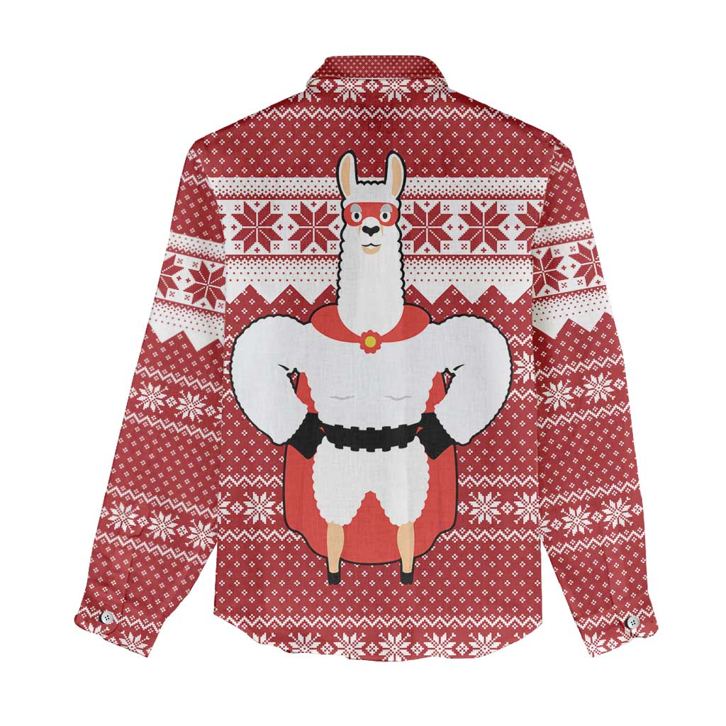 Llama Superhero Christmas Women Casual Shirt Xmas Holiday Patterns - Wonder Print Shop