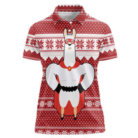 Llama Superhero Christmas Women Polo Shirt Xmas Holiday Patterns - Wonder Print Shop