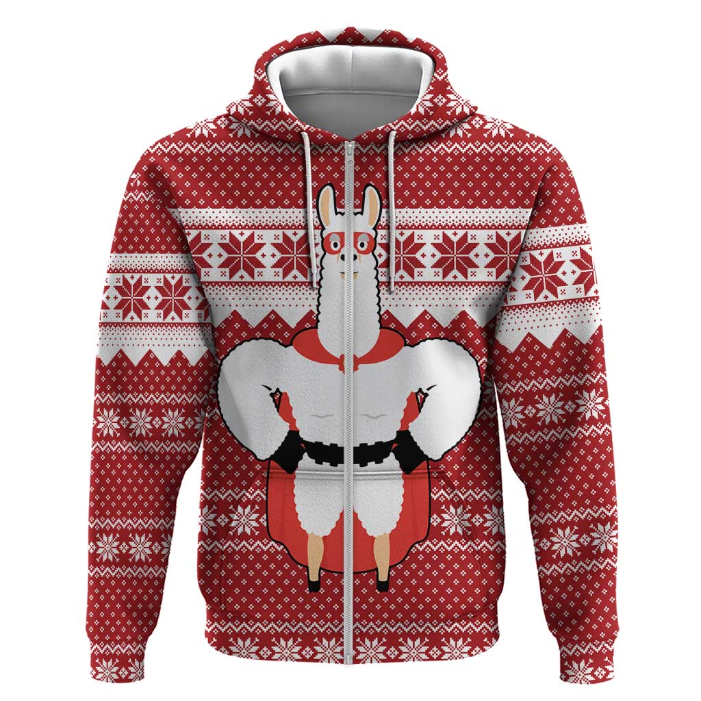 Llama Superhero Christmas Zip Hoodie Xmas Holiday Patterns - Wonder Print Shop