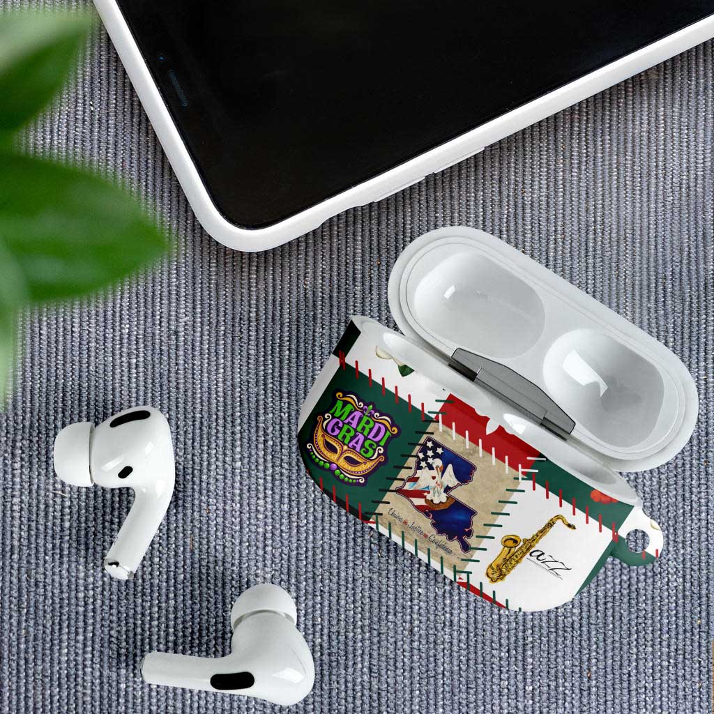 Louisiana Famous Things Christmas AirPods Case Xmas Holiday Patterns - Wonder Print Shop