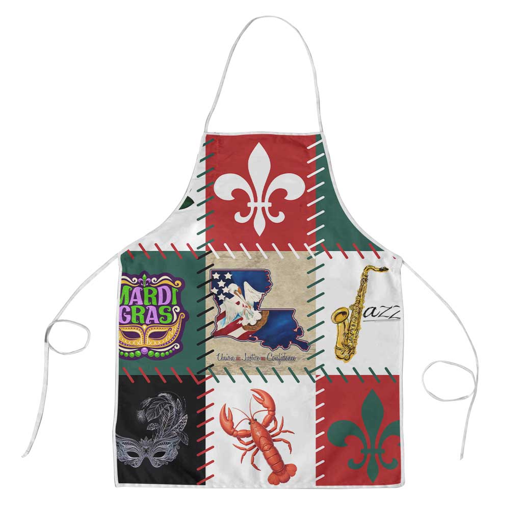 Louisiana Famous Things Christmas Apron Xmas Holiday Patterns - Wonder Print Shop