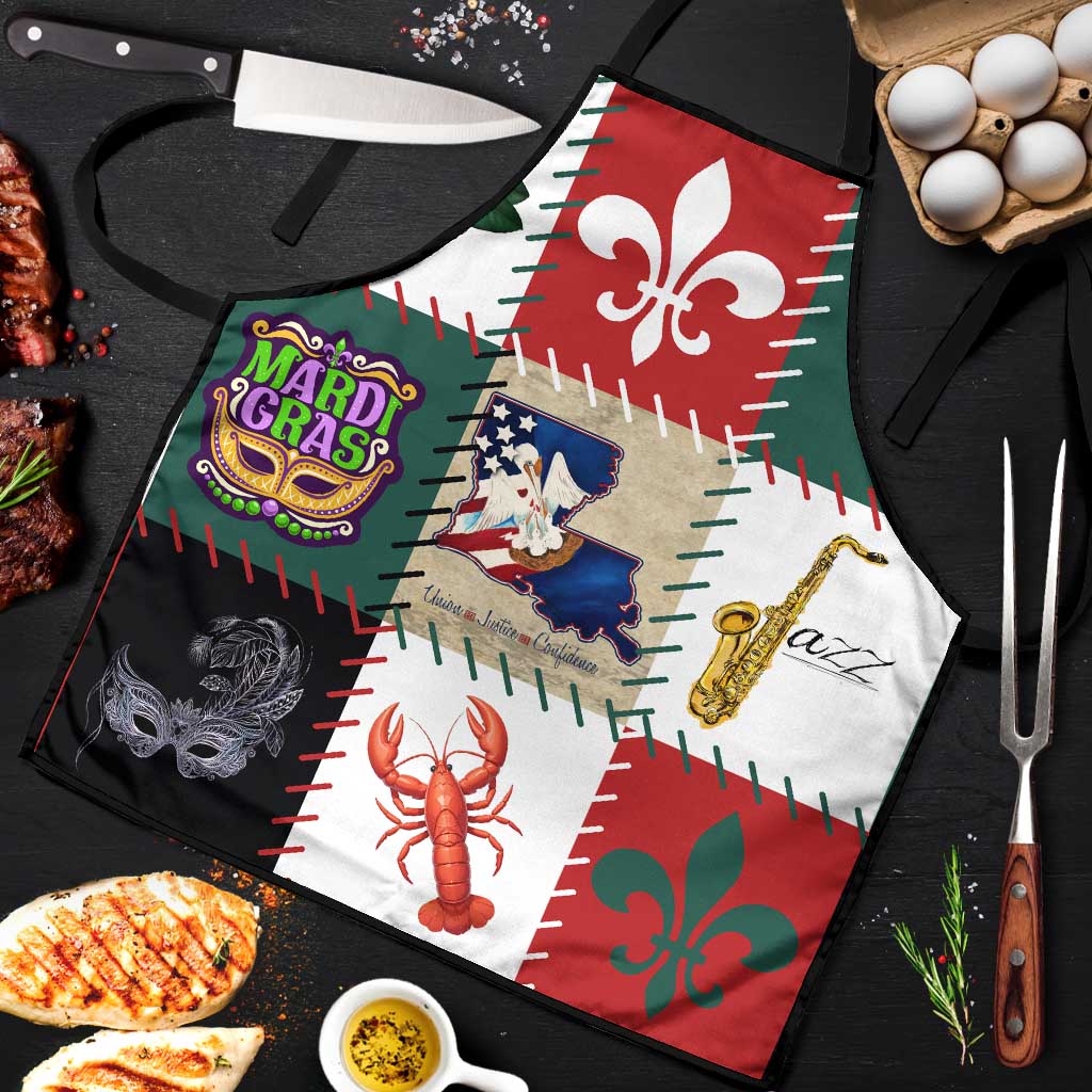 Louisiana Famous Things Christmas Apron Xmas Holiday Patterns - Wonder Print Shop
