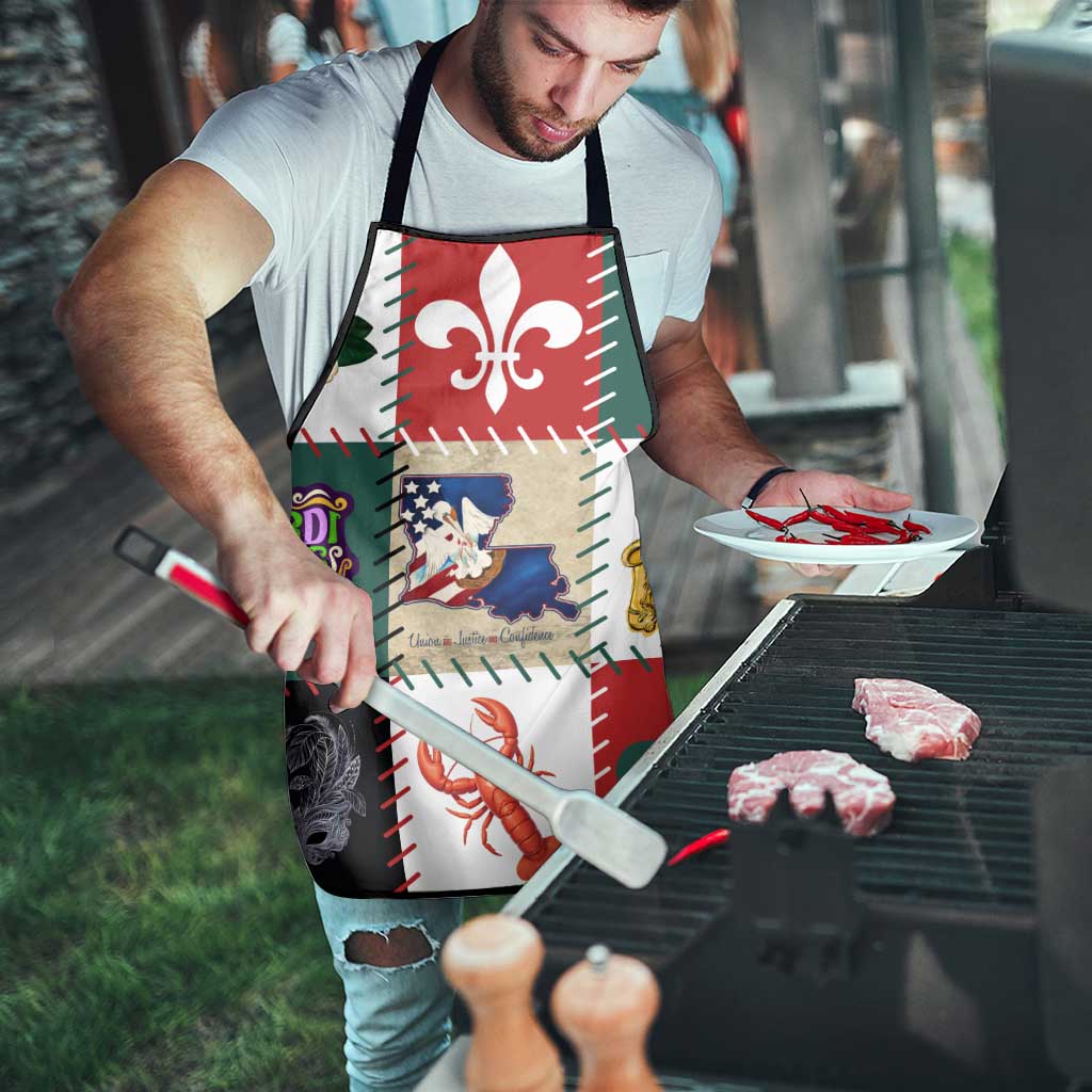 Louisiana Famous Things Christmas Apron Xmas Holiday Patterns - Wonder Print Shop