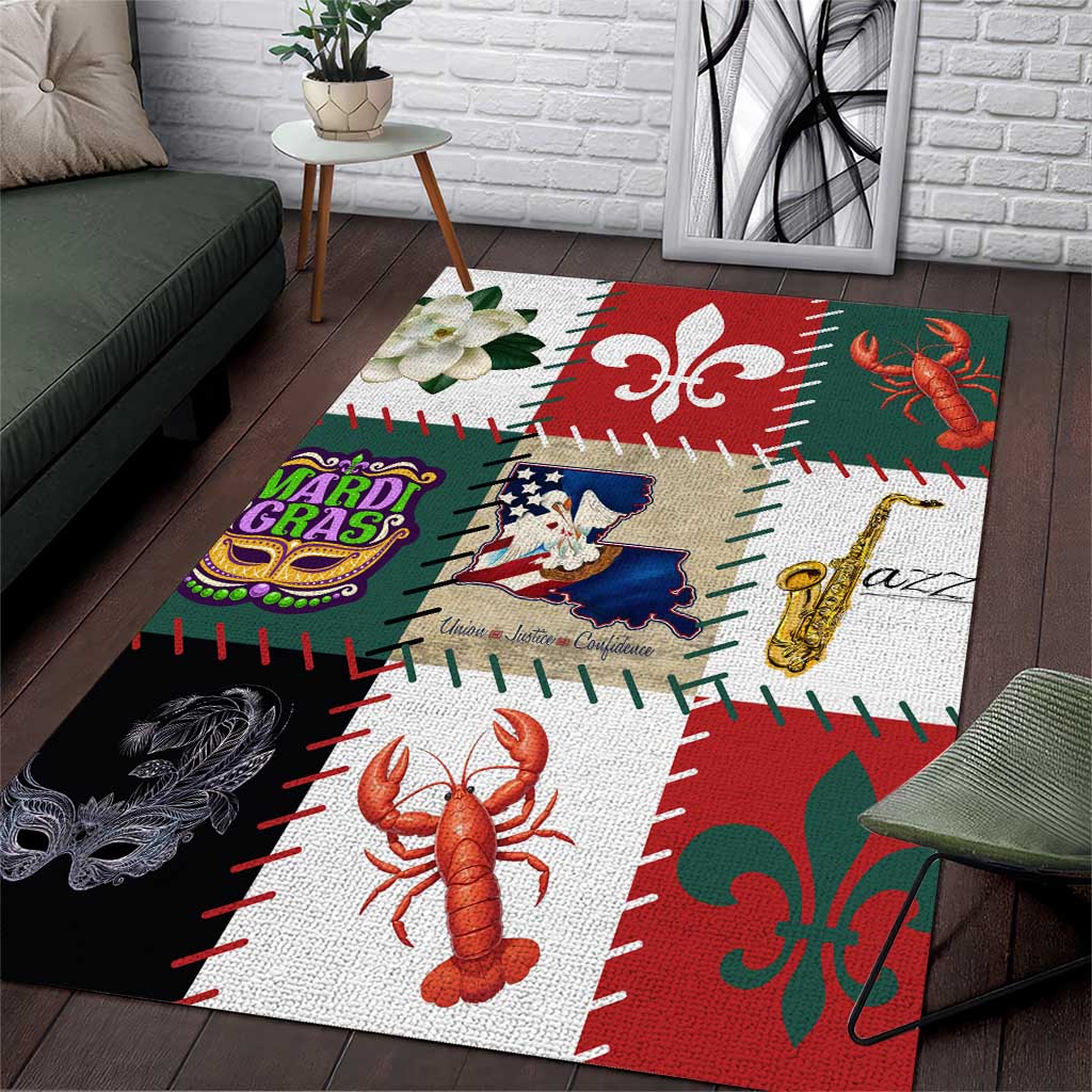 Louisiana Famous Things Christmas Area Rug Xmas Holiday Patterns - Wonder Print Shop