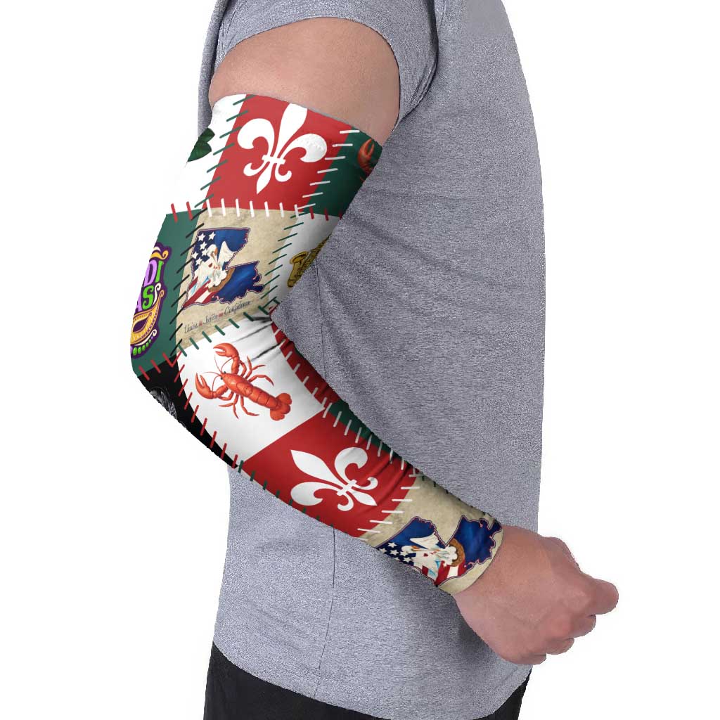 Louisiana Famous Things Christmas Arm Sleeves Xmas Holiday Patterns - Wonder Print Shop