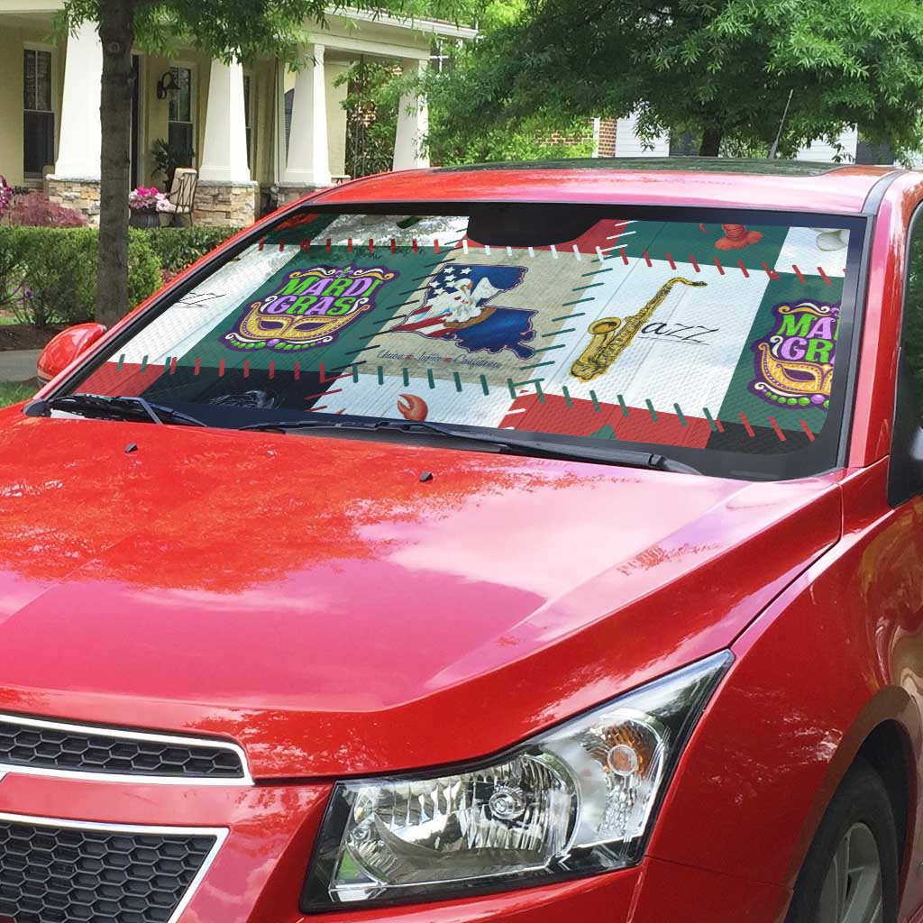 Louisiana Famous Things Christmas Auto Sun Shade Xmas Holiday Patterns - Wonder Print Shop