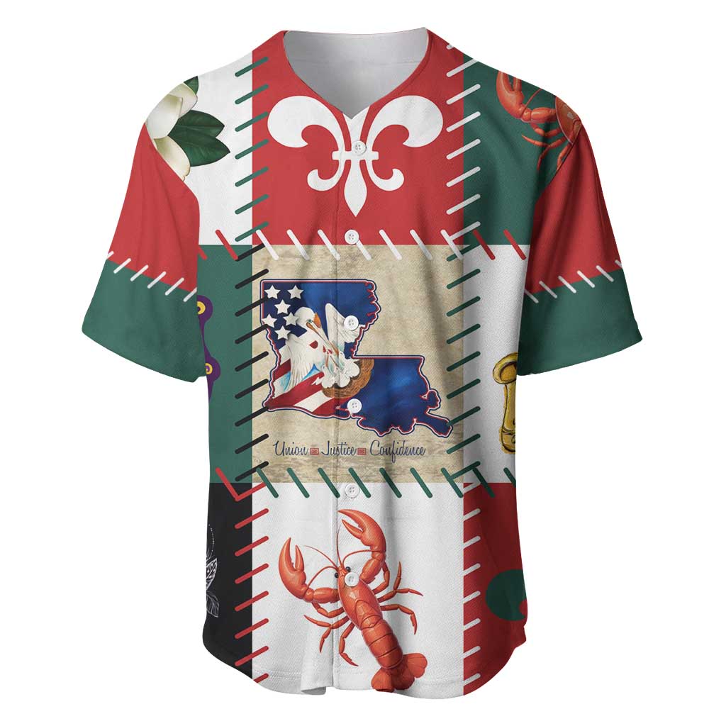 Louisiana Famous Things Christmas Baseball Jersey Xmas Holiday Patterns - Wonder Print Shop