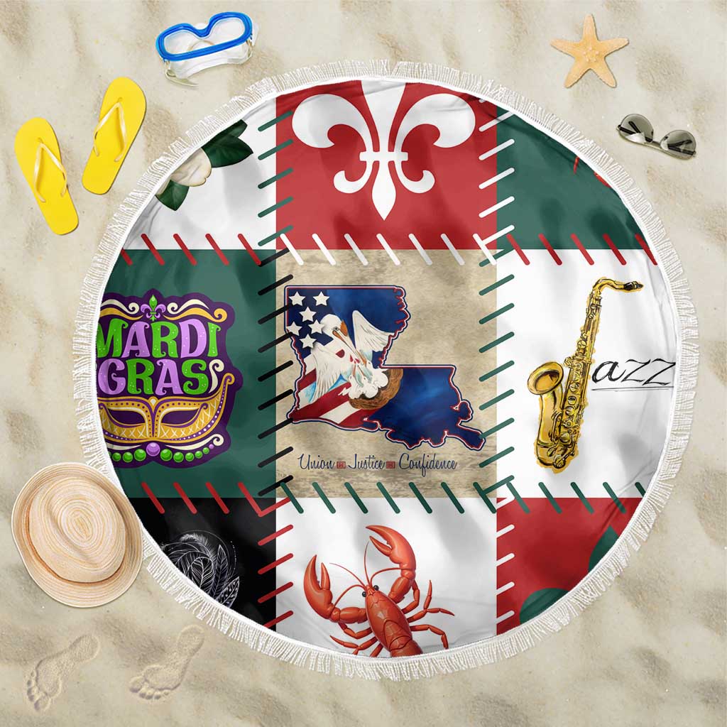 Louisiana Famous Things Christmas Beach Blanket Xmas Holiday Patterns - Wonder Print Shop
