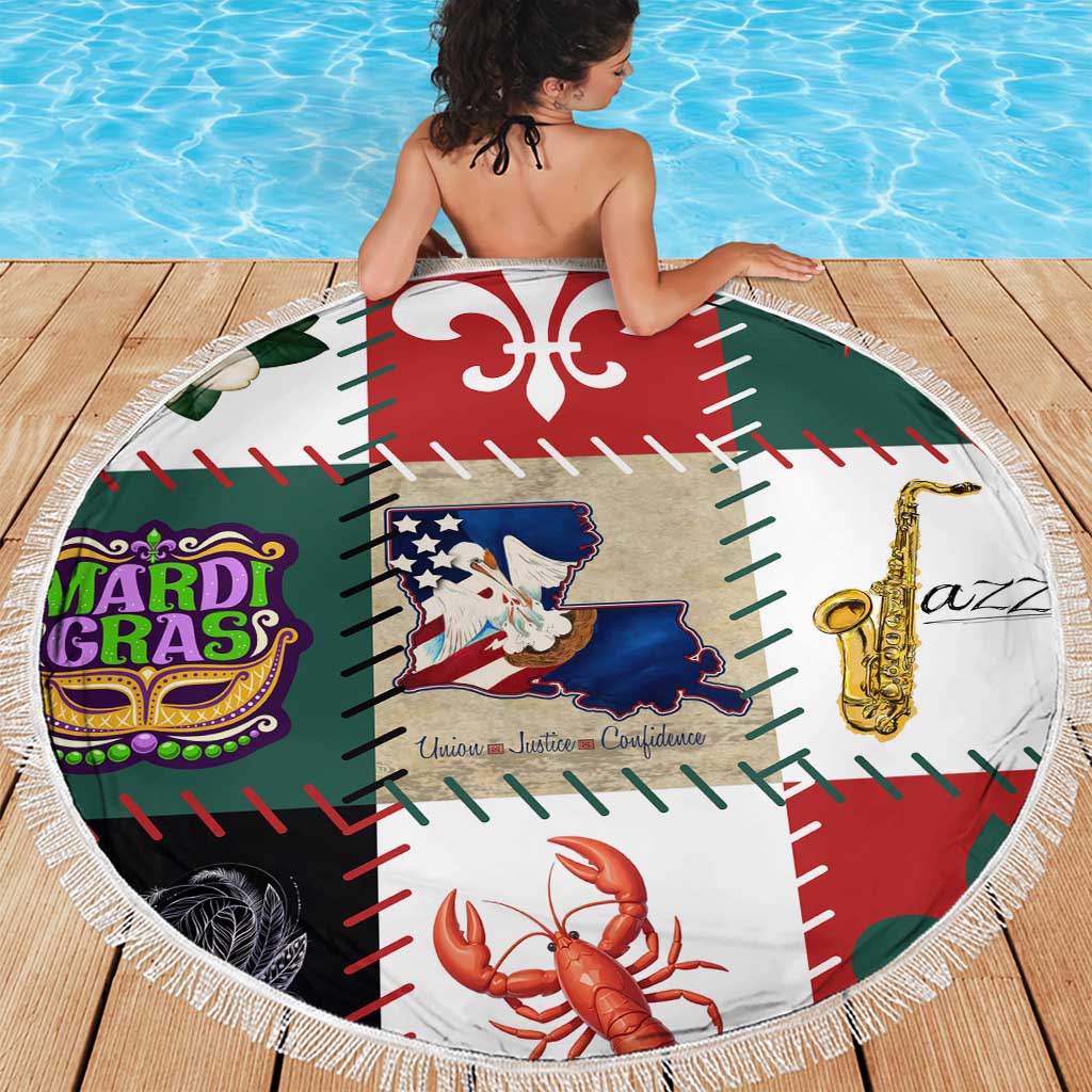 Louisiana Famous Things Christmas Beach Blanket Xmas Holiday Patterns - Wonder Print Shop