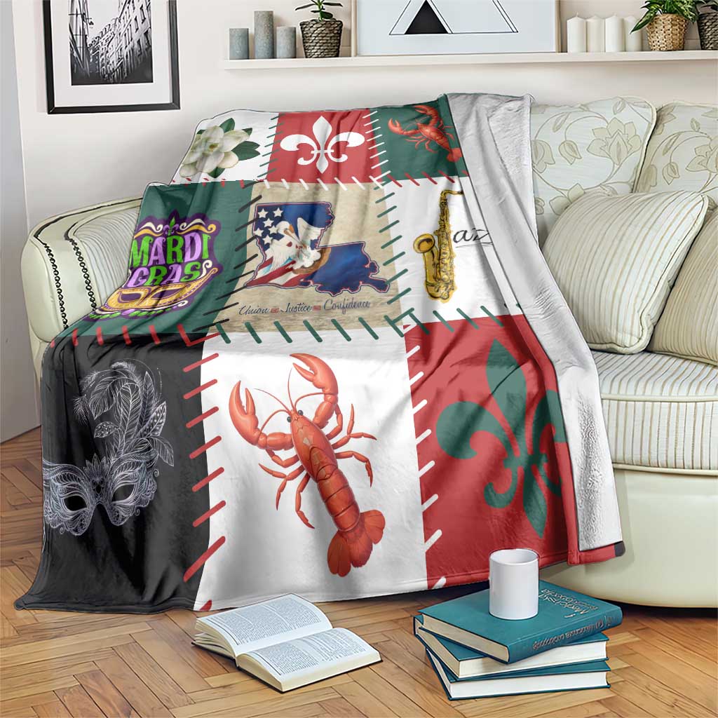 Louisiana Famous Things Christmas Blanket Xmas Holiday Patterns - Wonder Print Shop