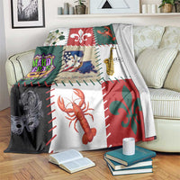 Louisiana Famous Things Christmas Blanket Xmas Holiday Patterns - Wonder Print Shop