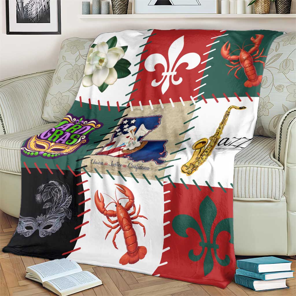 Louisiana Famous Things Christmas Blanket Xmas Holiday Patterns - Wonder Print Shop