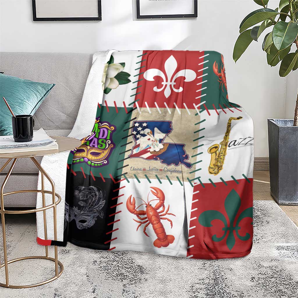 Louisiana Famous Things Christmas Blanket Xmas Holiday Patterns - Wonder Print Shop