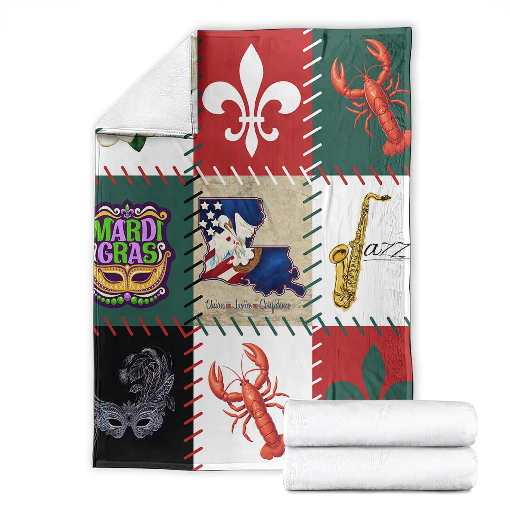 Louisiana Famous Things Christmas Blanket Xmas Holiday Patterns - Wonder Print Shop