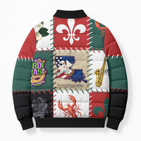 Louisiana Famous Things Christmas Bomber Puffer Jacket Xmas Holiday Patterns - Wonder Print Shop
