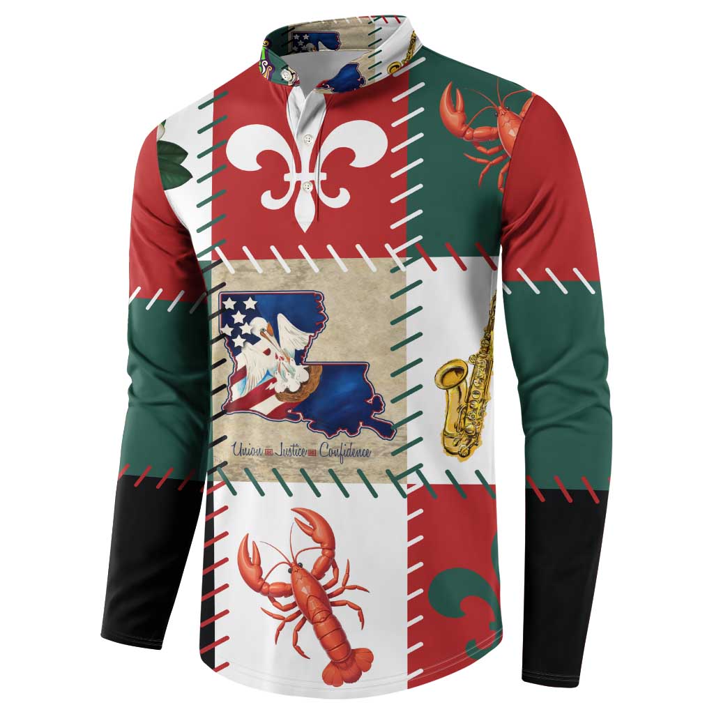 Louisiana Famous Things Christmas Button Sweatshirt Xmas Holiday Patterns - Wonder Print Shop