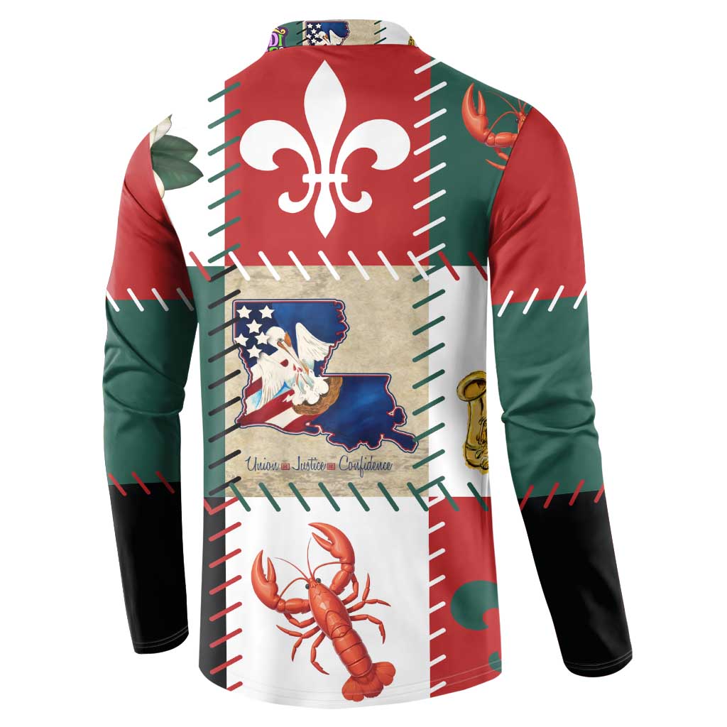 Louisiana Famous Things Christmas Button Sweatshirt Xmas Holiday Patterns - Wonder Print Shop