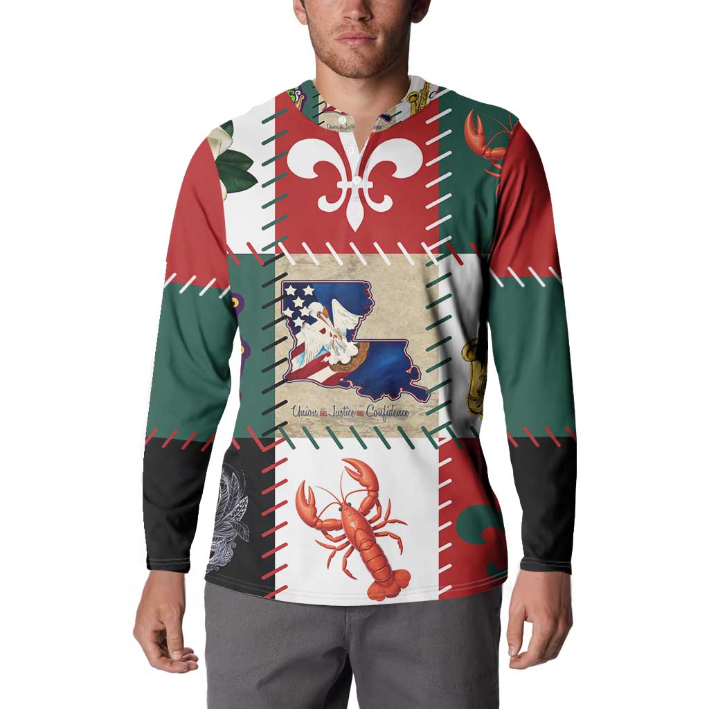 Louisiana Famous Things Christmas Button Sweatshirt Xmas Holiday Patterns - Wonder Print Shop