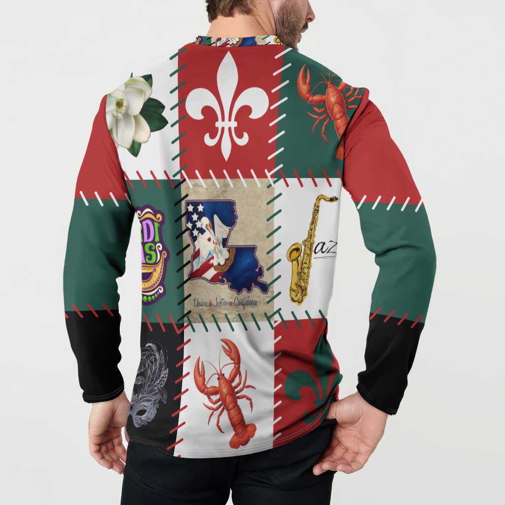 Louisiana Famous Things Christmas Button Sweatshirt Xmas Holiday Patterns - Wonder Print Shop