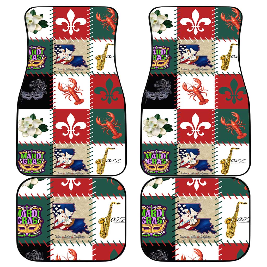Louisiana Famous Things Christmas Car Mats Xmas Holiday Patterns - Wonder Print Shop