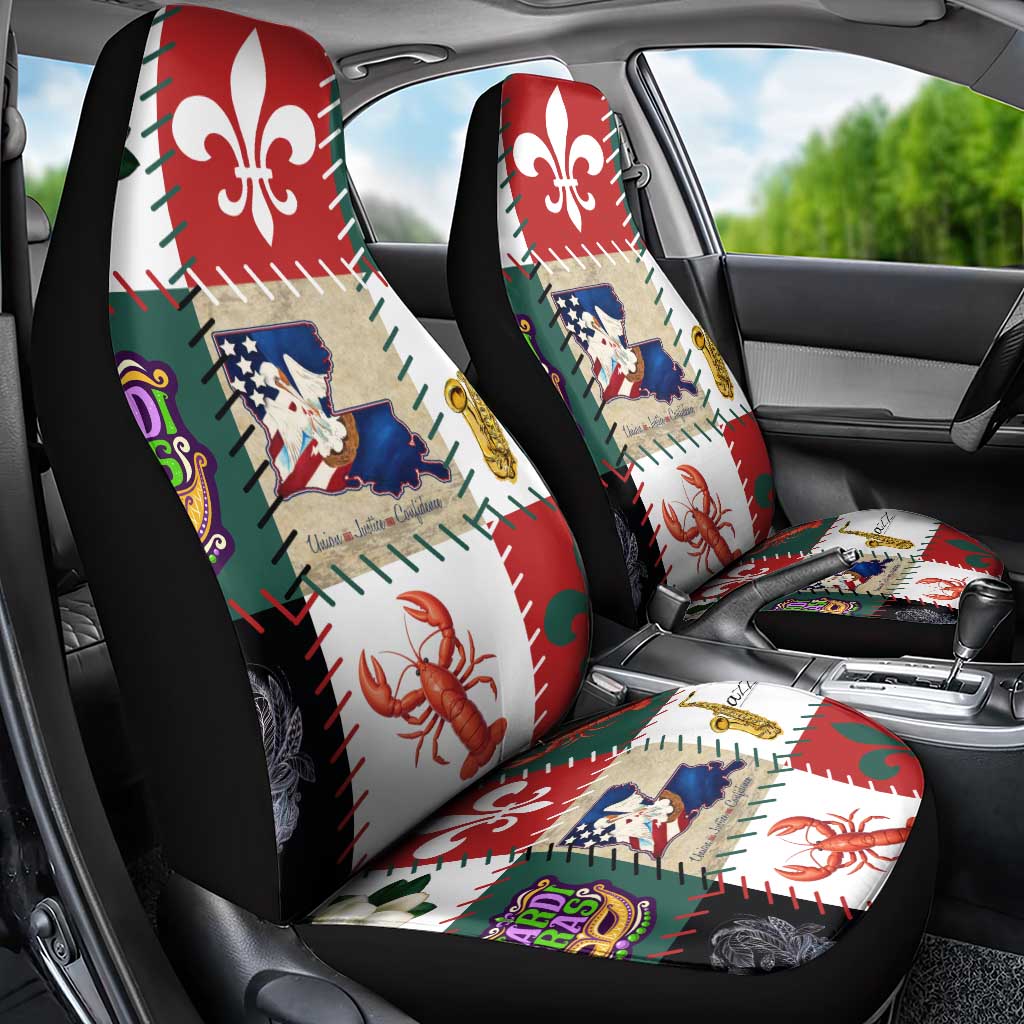 Louisiana Famous Things Christmas Car Seat Cover Xmas Holiday Patterns - Wonder Print Shop