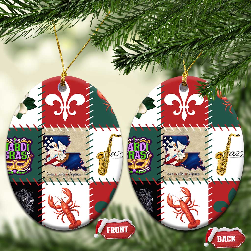 Louisiana Famous Things Christmas Ceramic Ornament Xmas Holiday Patterns - Wonder Print Shop