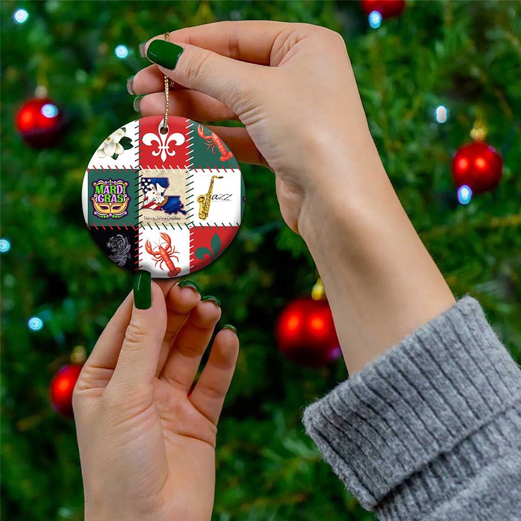 Louisiana Famous Things Christmas Ceramic Ornament Xmas Holiday Patterns - Wonder Print Shop