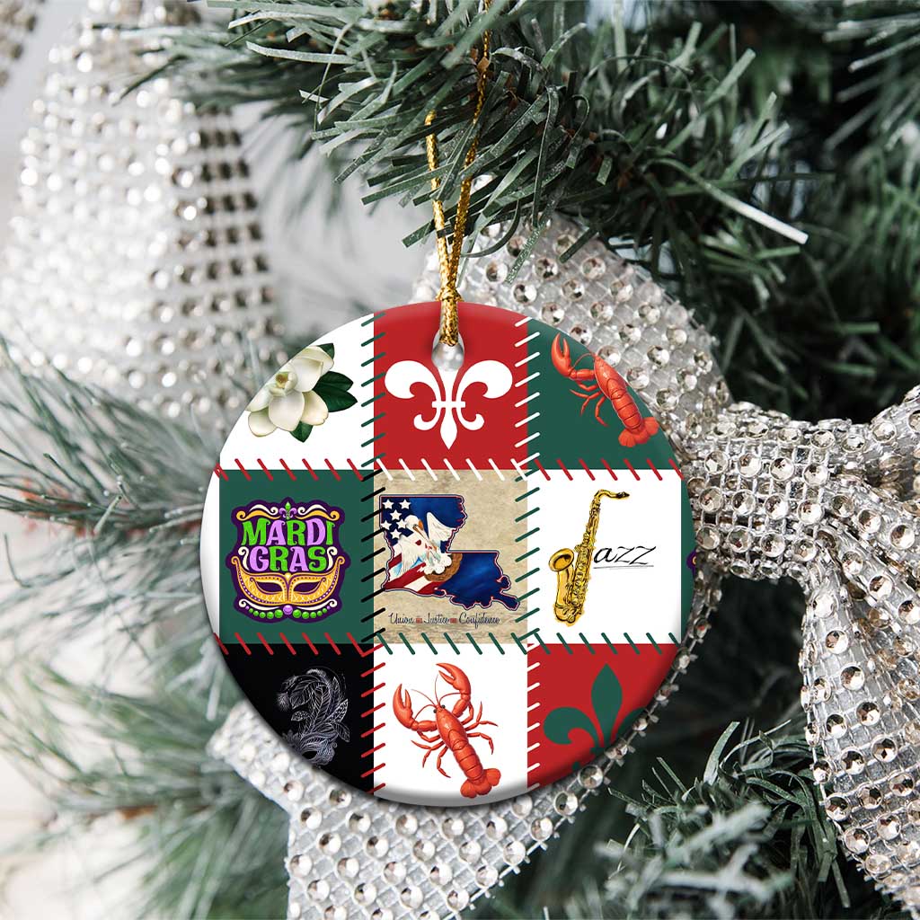 Louisiana Famous Things Christmas Ceramic Ornament Xmas Holiday Patterns - Wonder Print Shop