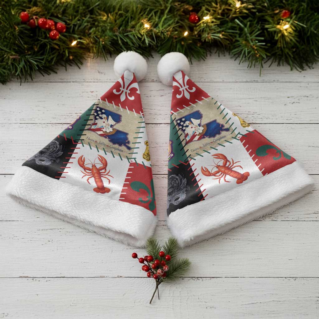 Louisiana Famous Things Christmas Santa Hat Xmas Holiday Patterns - Wonder Print Shop