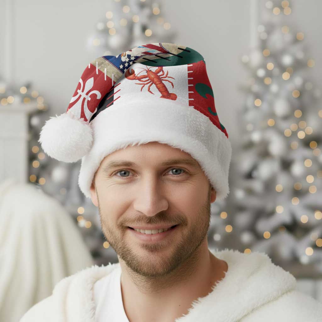 Louisiana Famous Things Christmas Santa Hat Xmas Holiday Patterns - Wonder Print Shop