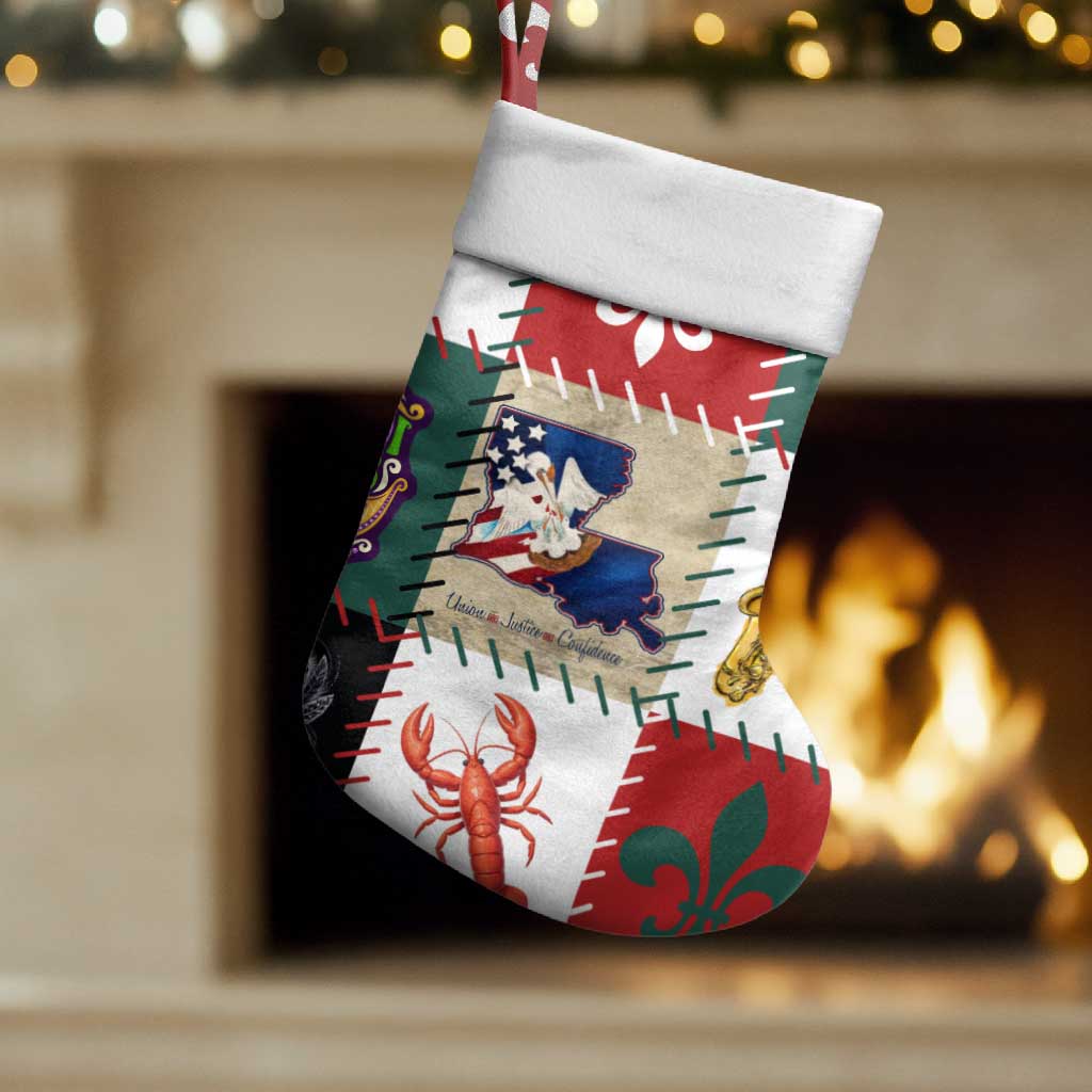 Louisiana Famous Things Christmas Stocking Xmas Holiday Patterns - Wonder Print Shop