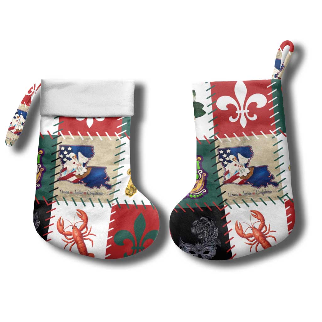 Louisiana Famous Things Christmas Stocking Xmas Holiday Patterns - Wonder Print Shop