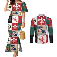 Louisiana Famous Things Christmas Couples Matching Mermaid Dress and Long Sleeve Button Shirt Xmas Holiday Patterns - Wonder Print Shop