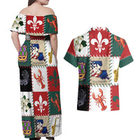 Louisiana Famous Things Christmas Couples Matching Off Shoulder Maxi Dress and Hawaiian Shirt Xmas Holiday Patterns - Wonder Print Shop