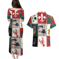Louisiana Famous Things Christmas Couples Matching Puletasi and Hawaiian Shirt Xmas Holiday Patterns - Wonder Print Shop