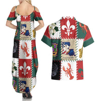 Louisiana Famous Things Christmas Couples Matching Summer Maxi Dress and Hawaiian Shirt Xmas Holiday Patterns - Wonder Print Shop