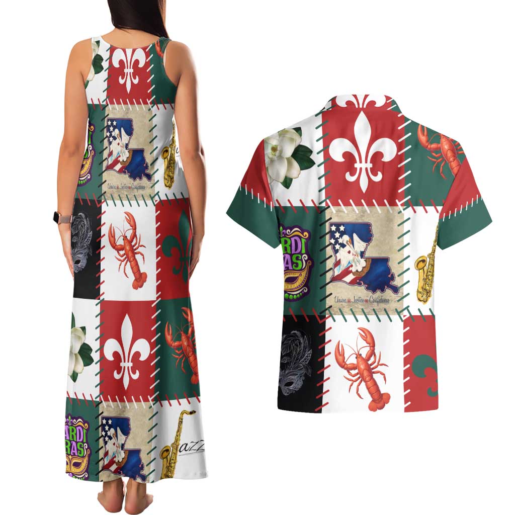 Louisiana Famous Things Christmas Couples Matching Tank Maxi Dress and Hawaiian Shirt Xmas Holiday Patterns - Wonder Print Shop