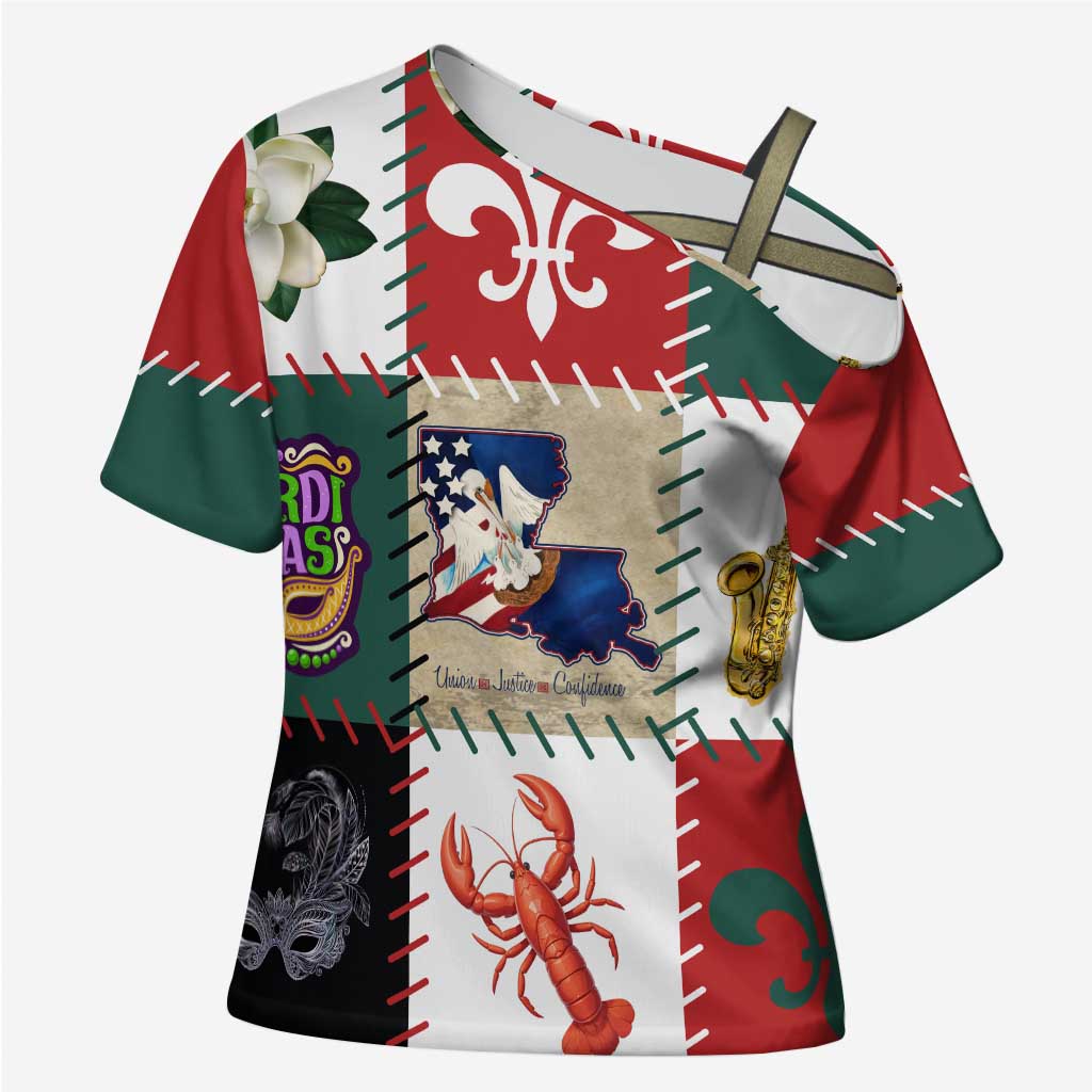 Louisiana Famous Things Christmas Cross Shoulder Shirt Xmas Holiday Patterns - Wonder Print Shop