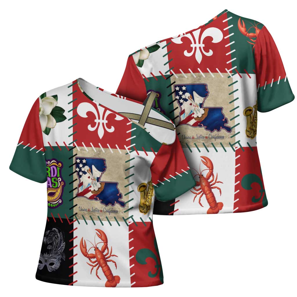 Louisiana Famous Things Christmas Cross Shoulder Shirt Xmas Holiday Patterns - Wonder Print Shop