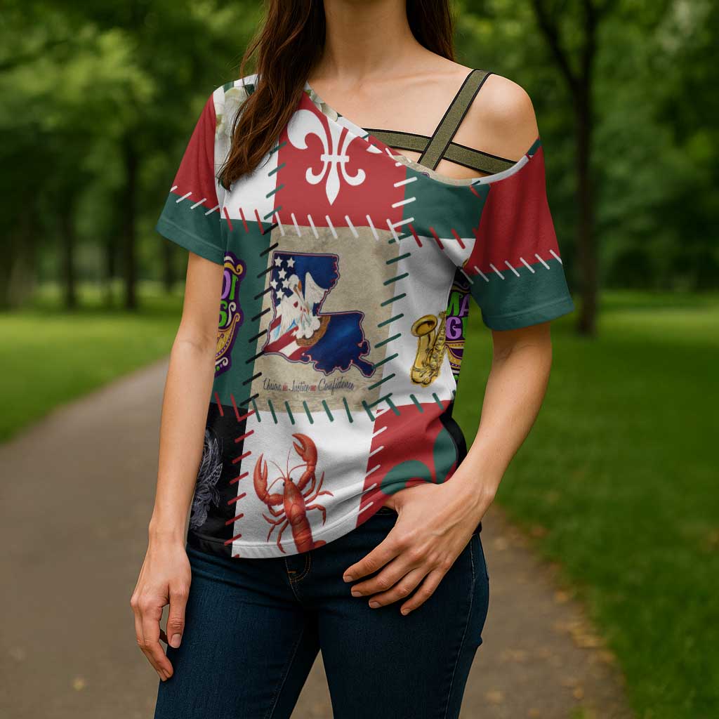 Louisiana Famous Things Christmas Cross Shoulder Shirt Xmas Holiday Patterns - Wonder Print Shop