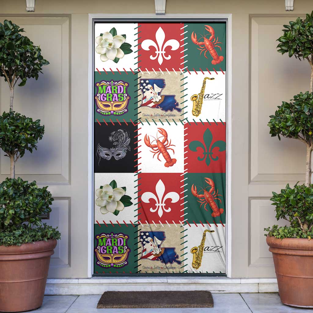 Louisiana Famous Things Christmas Door Cover Xmas Holiday Patterns - Wonder Print Shop