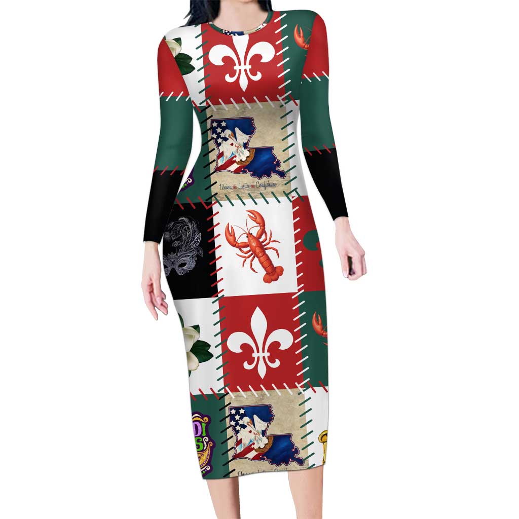 Louisiana Famous Things Christmas Family Matching Long Sleeve Bodycon Dress and Hawaiian Shirt Xmas Holiday Patterns - Wonder Print Shop