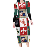 Louisiana Famous Things Christmas Family Matching Long Sleeve Bodycon Dress and Hawaiian Shirt Xmas Holiday Patterns - Wonder Print Shop