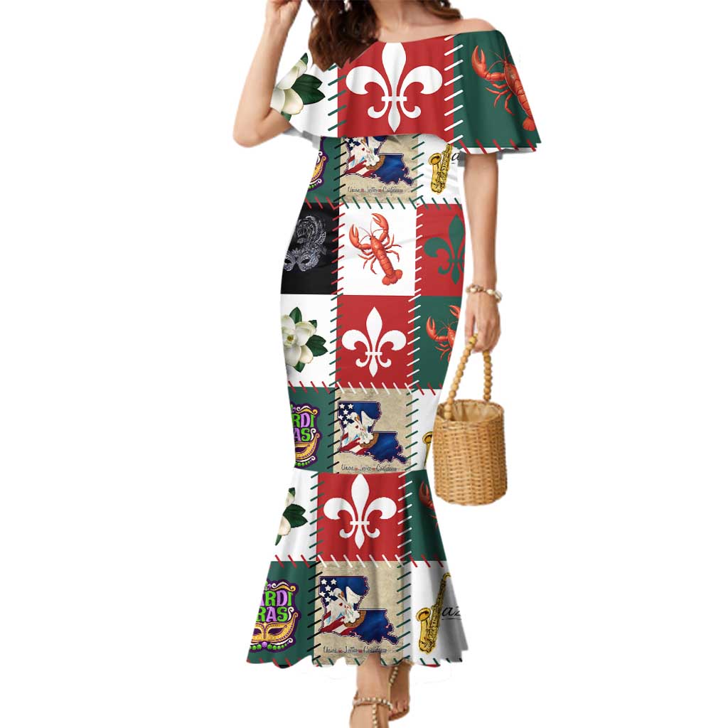 Louisiana Famous Things Christmas Family Matching Mermaid Dress and Hawaiian Shirt Xmas Holiday Patterns - Wonder Print Shop