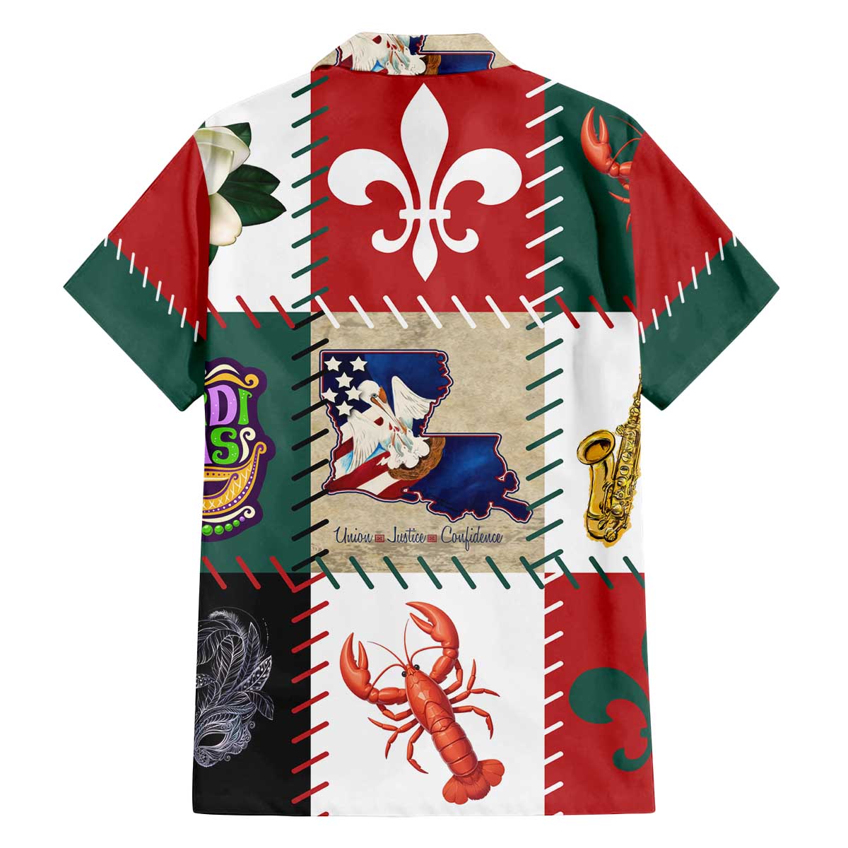 Louisiana Famous Things Christmas Family Matching Off The Shoulder Long Sleeve Dress and Hawaiian Shirt Xmas Holiday Patterns - Wonder Print Shop