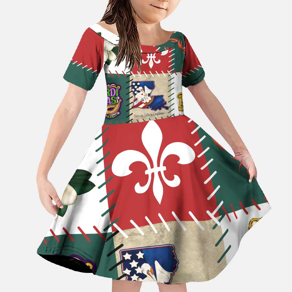 Louisiana Famous Things Christmas Family Matching Off Shoulder Maxi Dress and Hawaiian Shirt Xmas Holiday Patterns - Wonder Print Shop